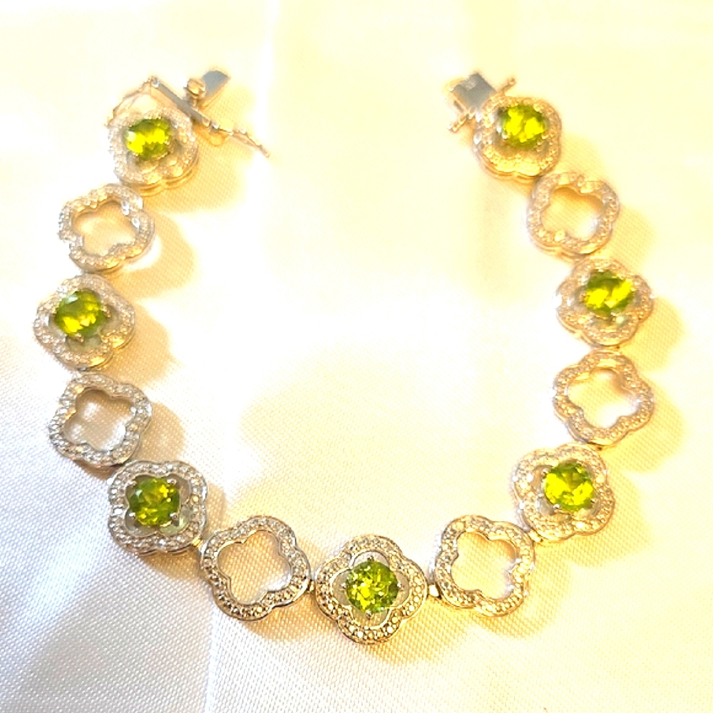 Peridot and Sterling Silver Gemstone Bracelet